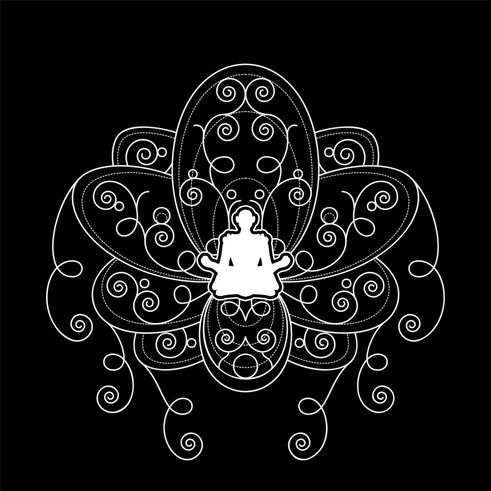 Lotus Yoga Logo Template Female Zen Meditation vector