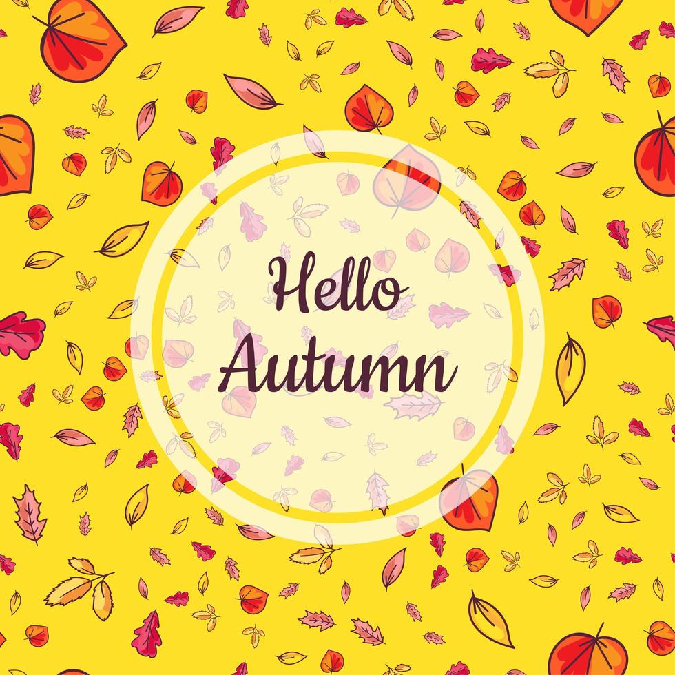 Positive Poster Hello Autumn with Falling Leaves vector