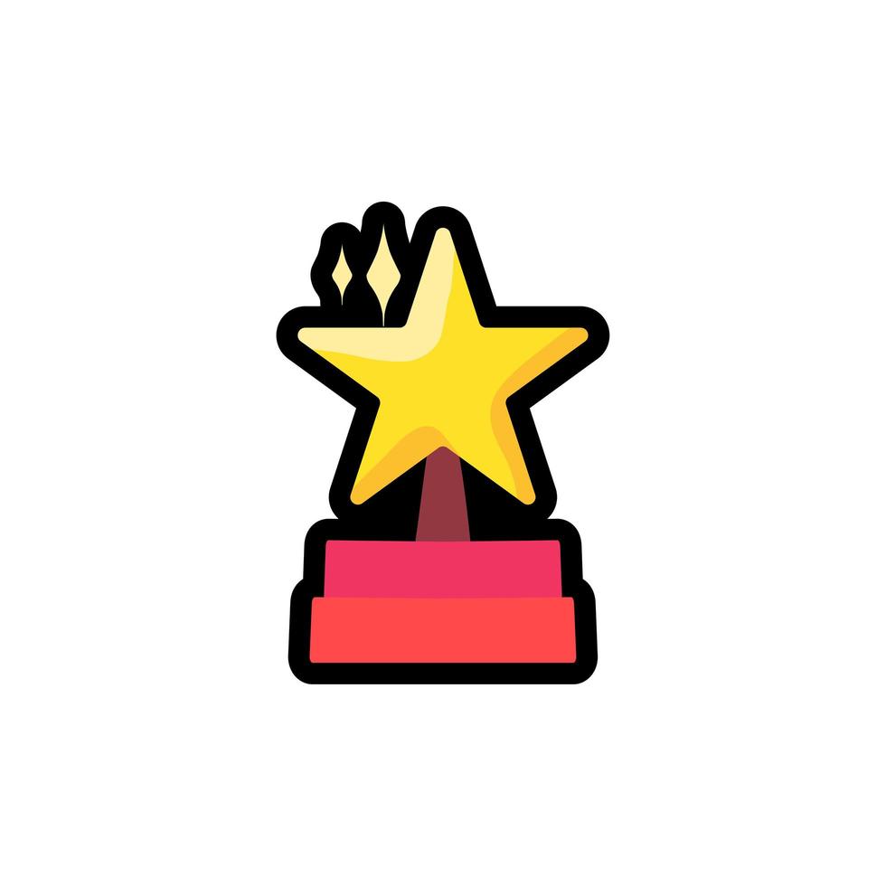 Star on podium flat outline illustration vector