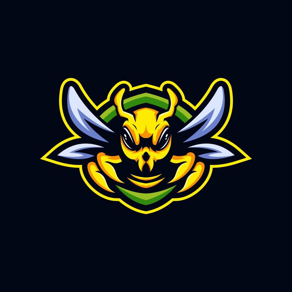 Ilustración de plantilla de logotipo de e-sport de abeja vector