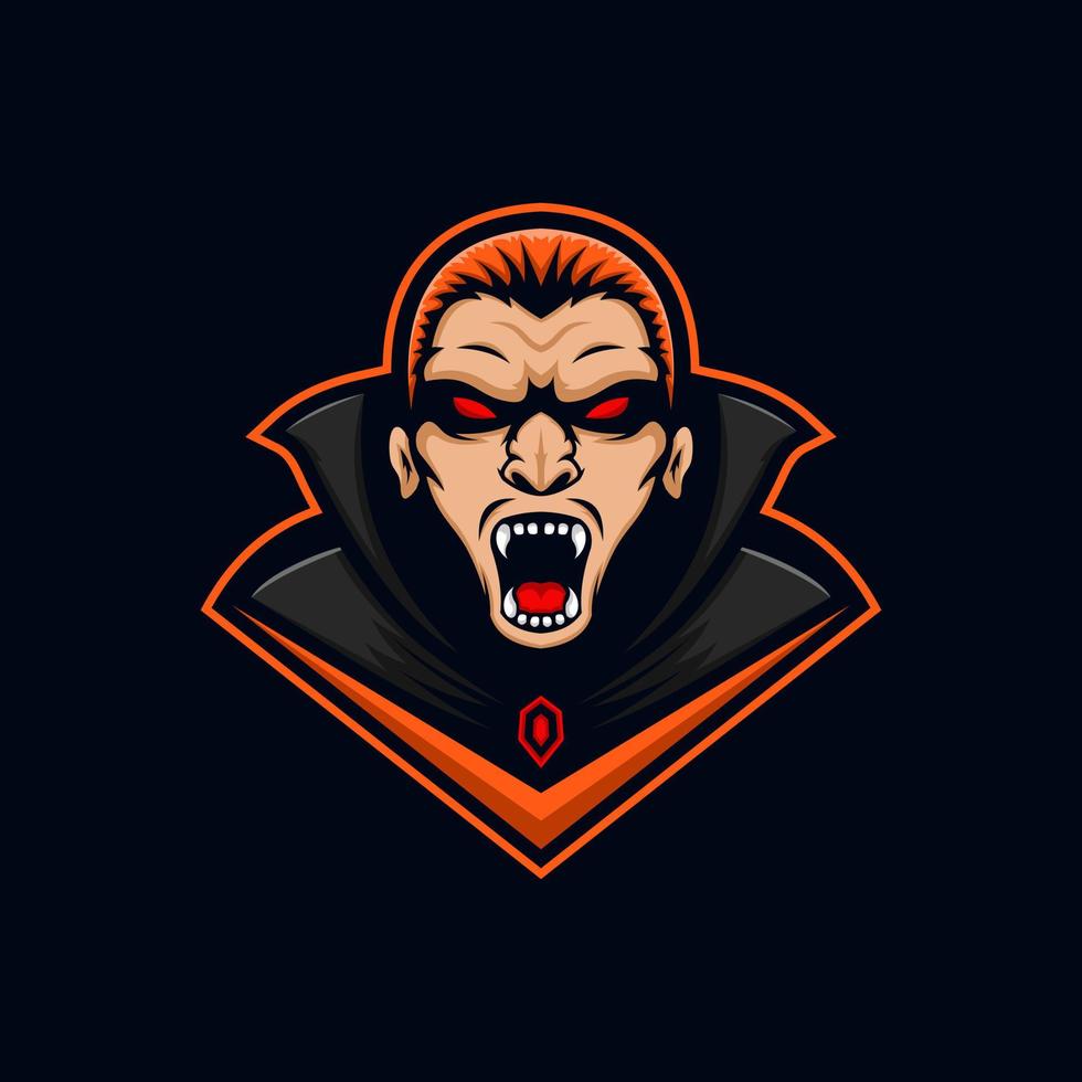 Drácula vampiro enojado e-sport logo diseño plantilla ilustración vector