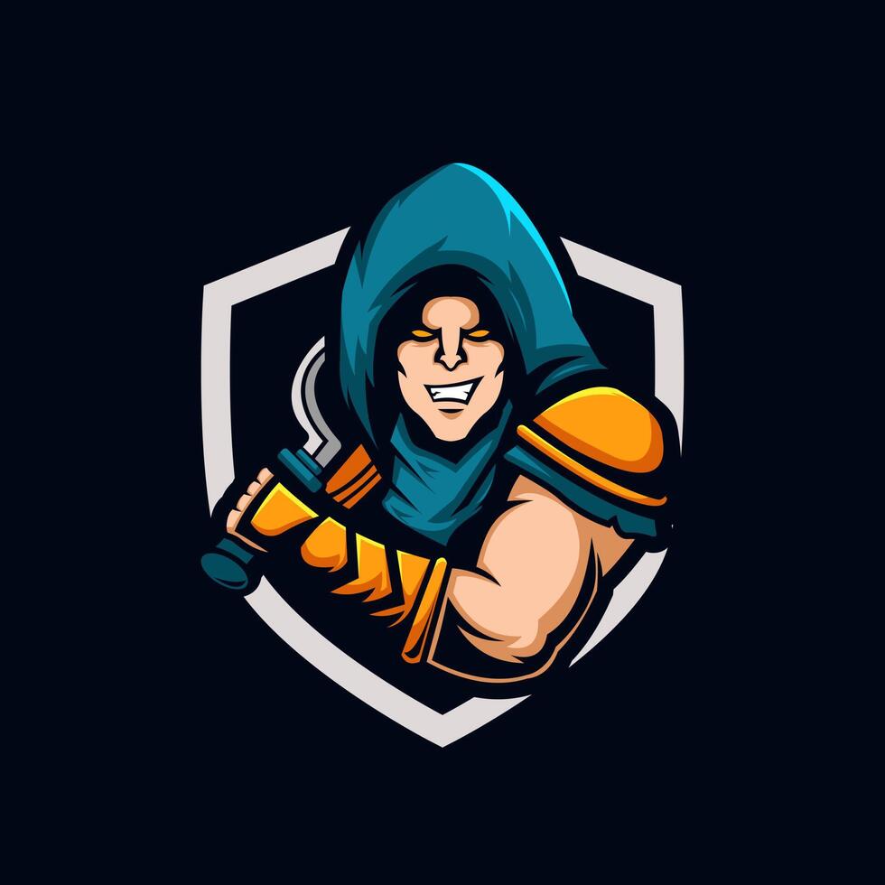 Ilustración de plantilla de diseño de logotipo de Assassin e-sport vector