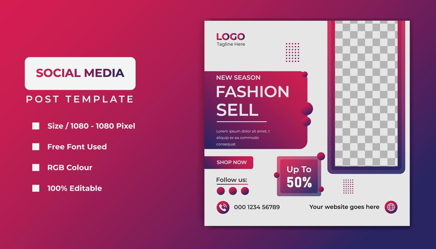 Fashion social media template banner design. vector