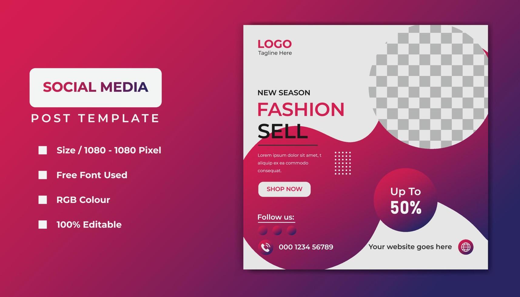 Fashion social media template banner design. vector