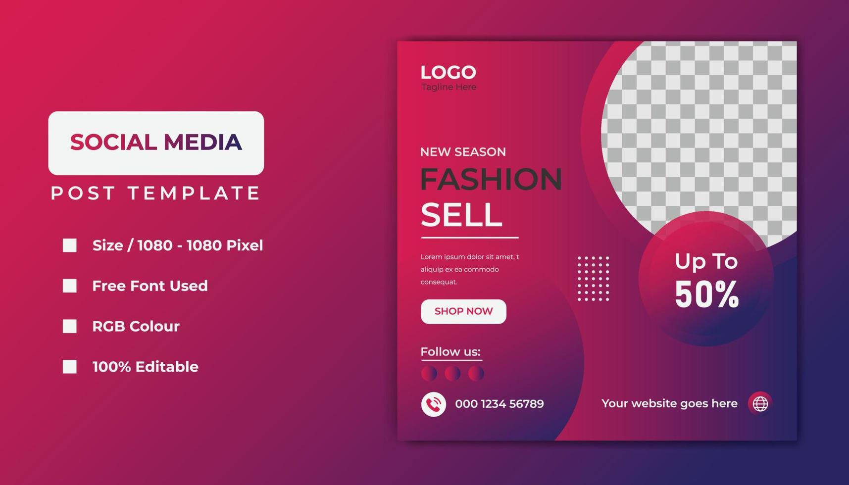 Fashion social media template banner design. vector