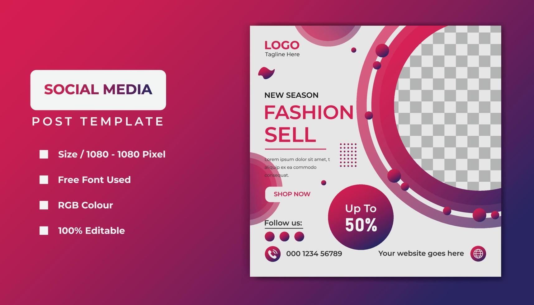 Fashion social media template banner design. vector