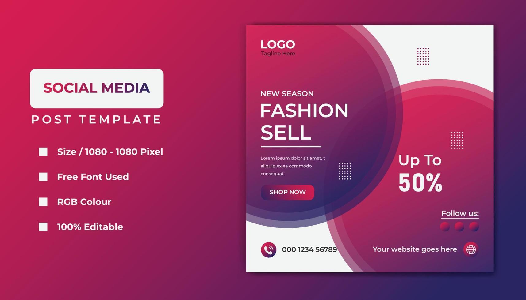 Fashion social media template banner design. vector