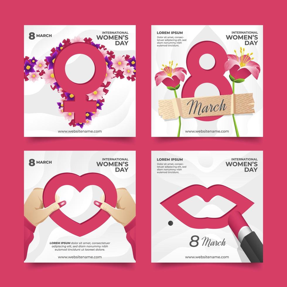 Women's Day Social Media Post Collection vector