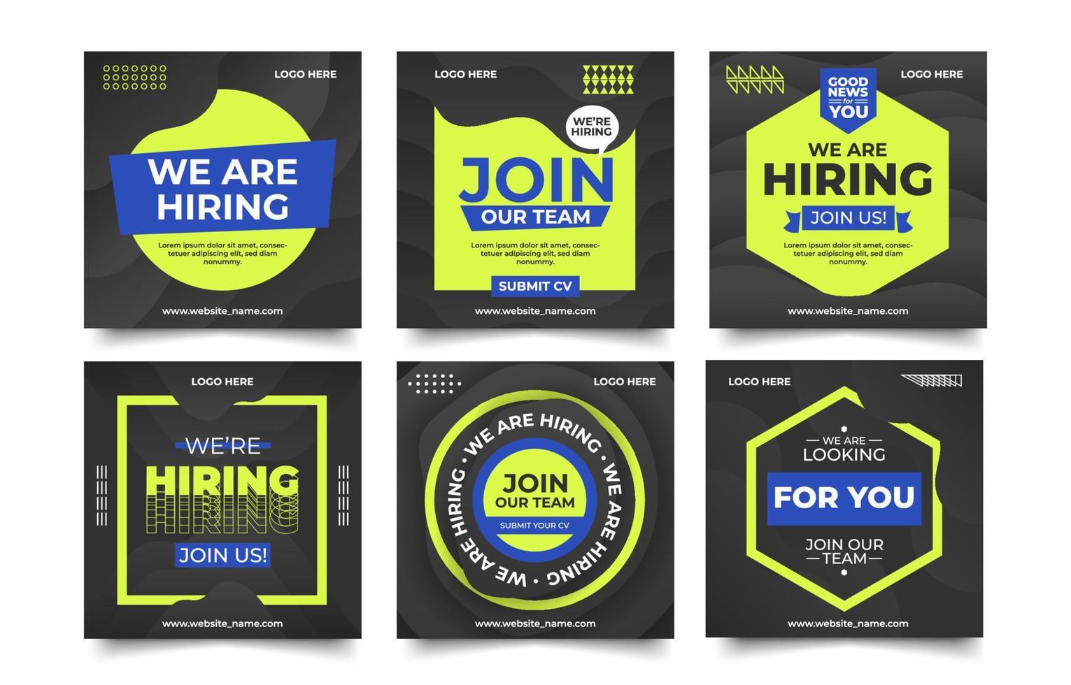 Job Recruitment Social Media Templates vector