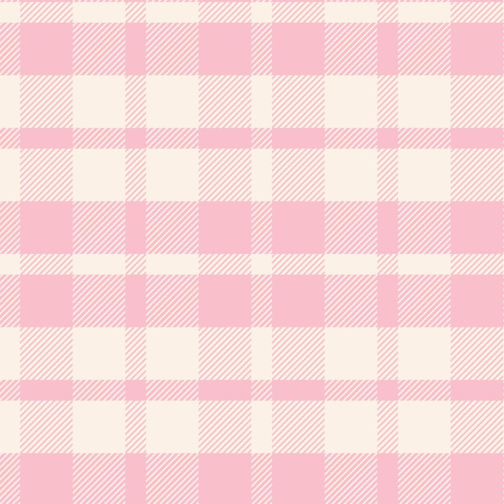 Gingham pattern seamless Plaid repeat vector in ping and white. Design for print, tartan, gift wrap, glen textiles, checkered background for tablecloths.