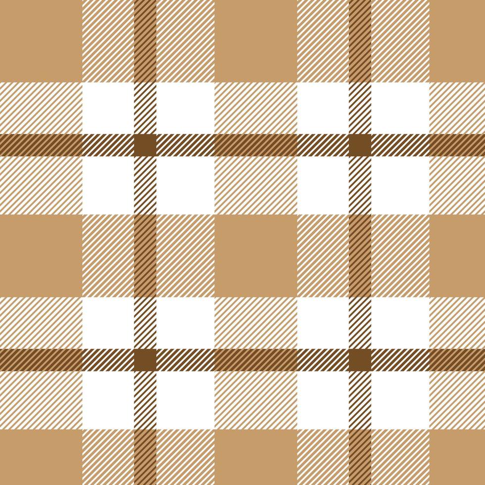 Tartan seamless pattern Plaid vector with pastel brown and white for print, wallpaper, textile, tablecloth, checkered background.