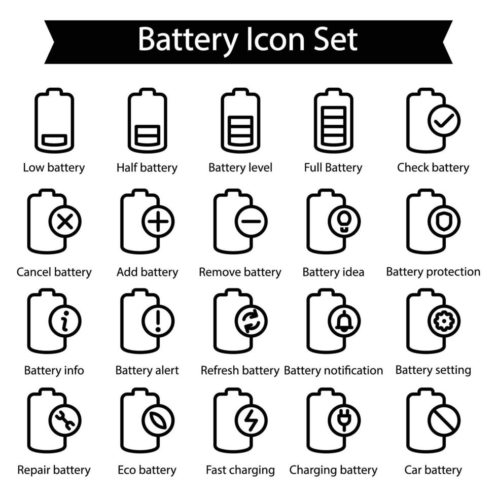 Battery Line Icon Set vector