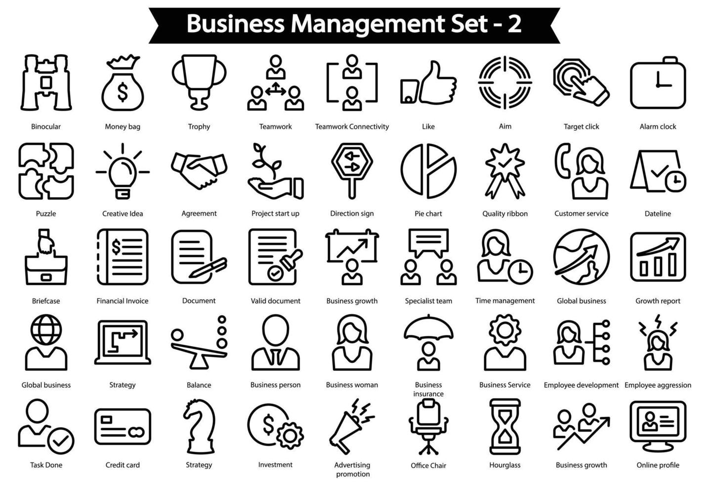 Business Management Line Icon Set vector