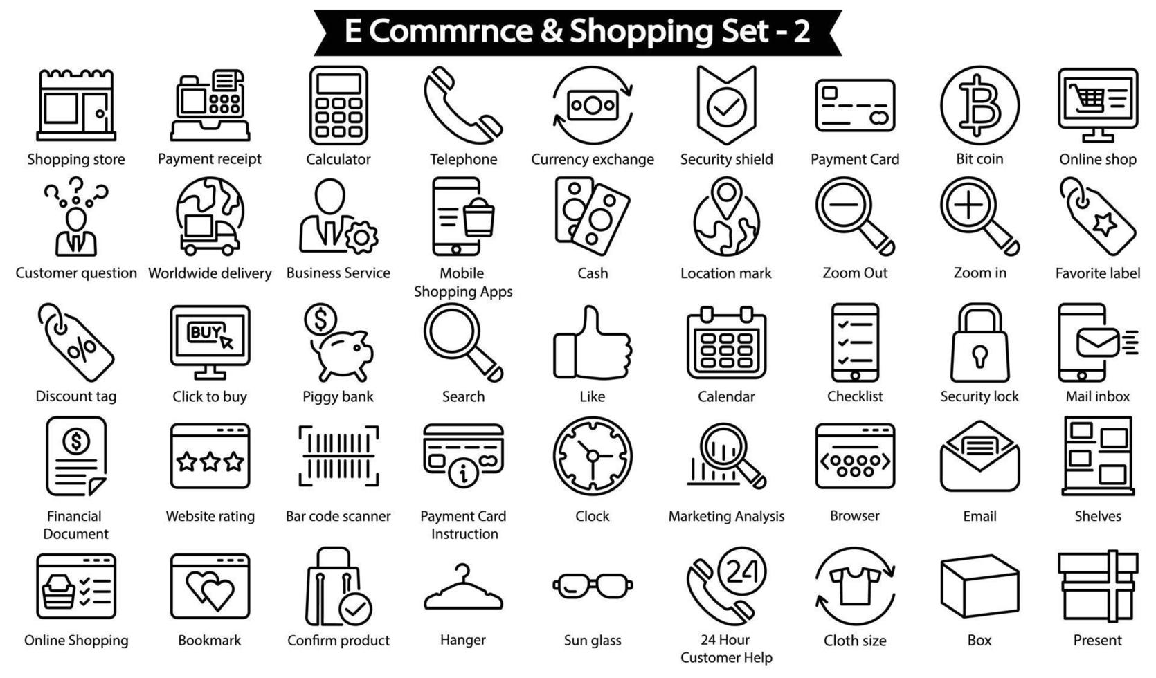 E Commrnce And shopping Line Icon Set vector