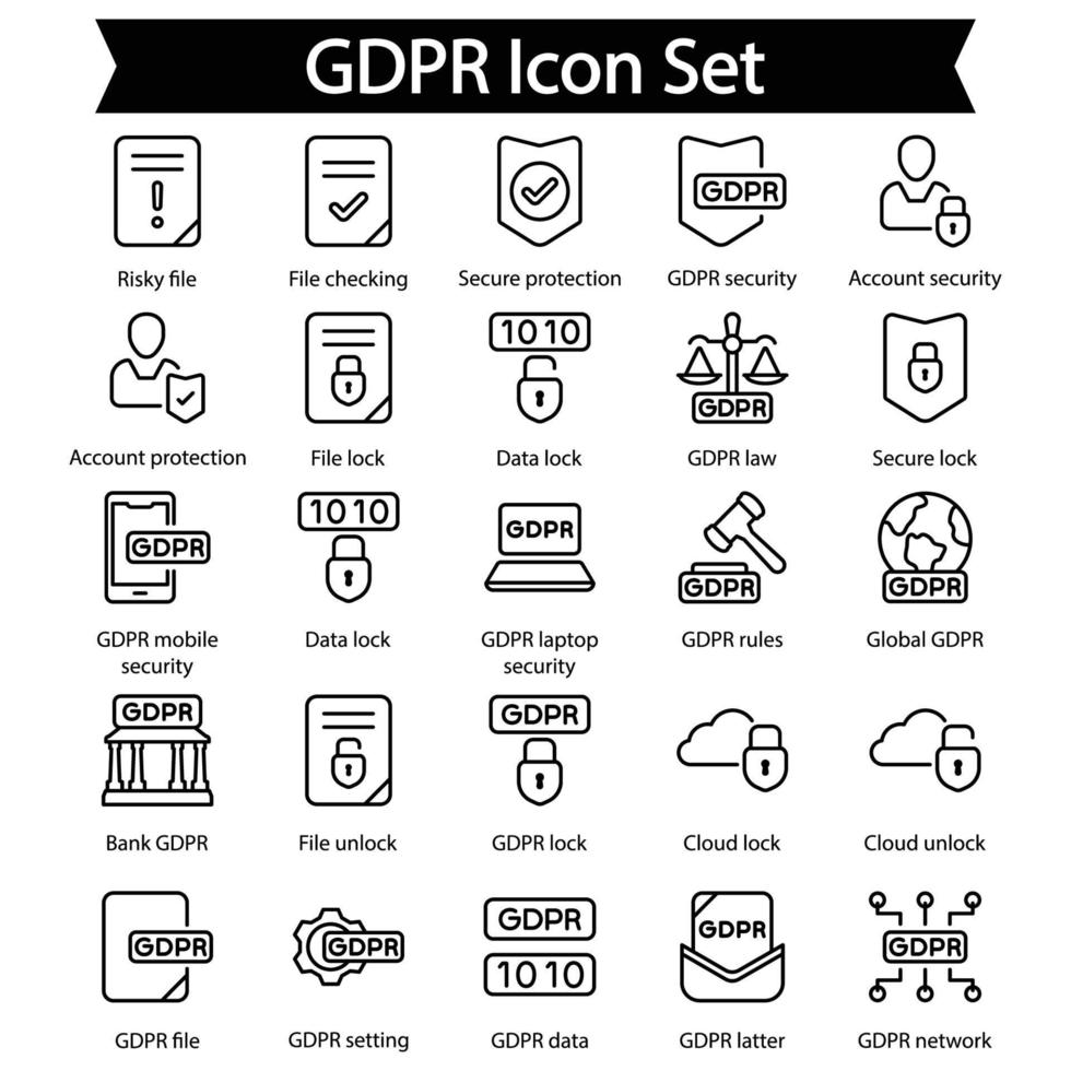 conjunto de iconos de línea gdpr vector