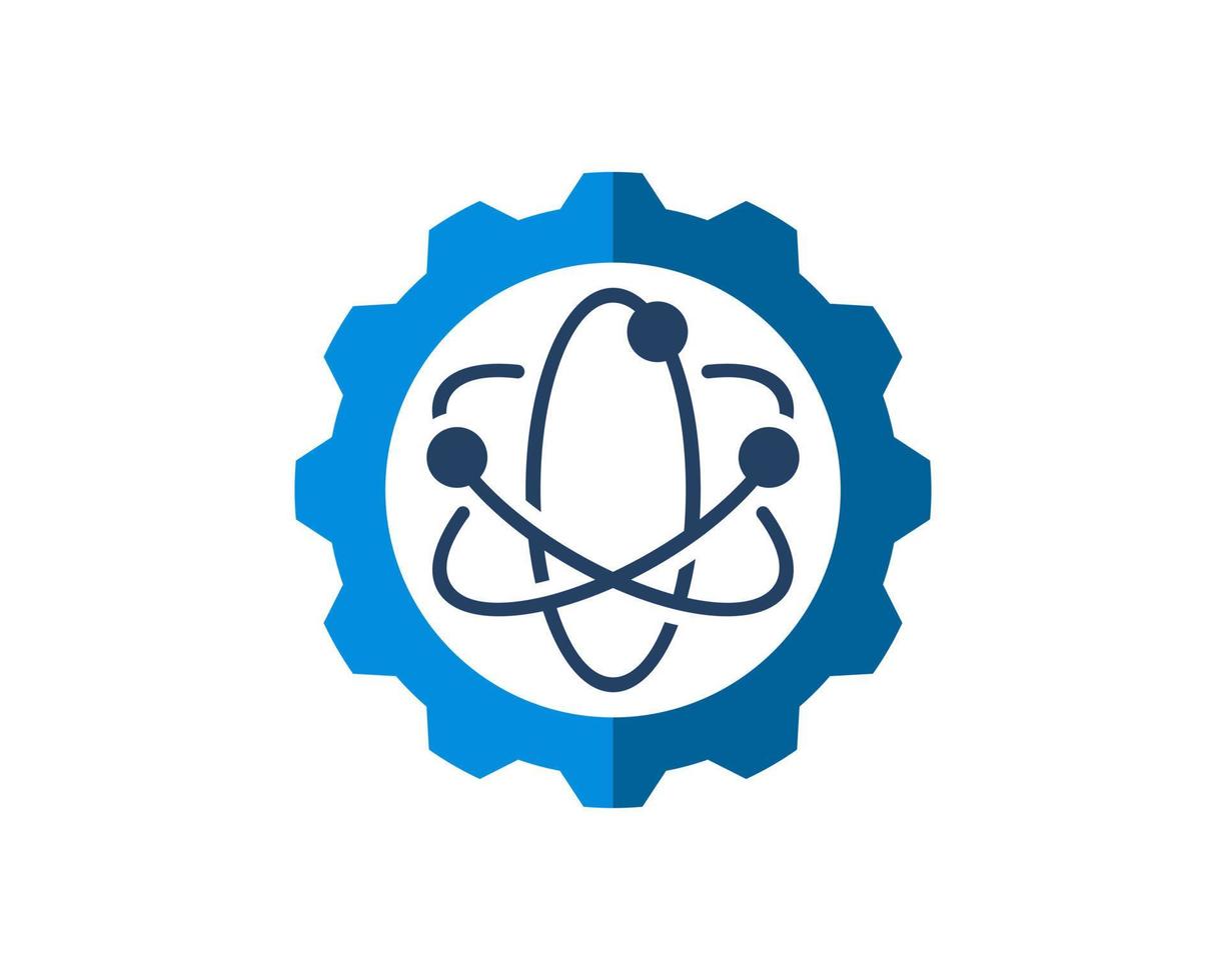 Repair gear with atom symbol inside vector