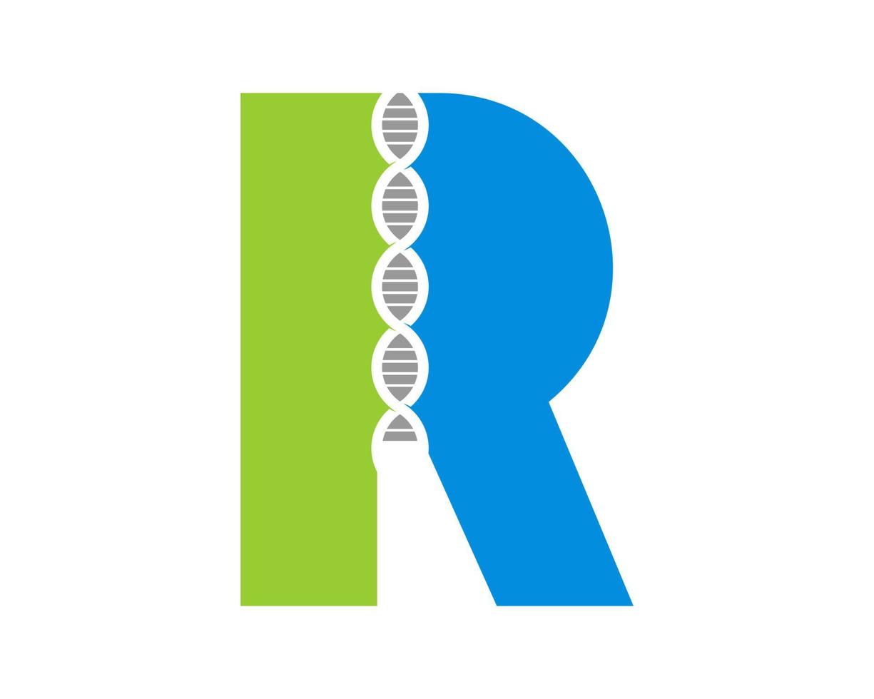 R Letter with DNA helix inside vector