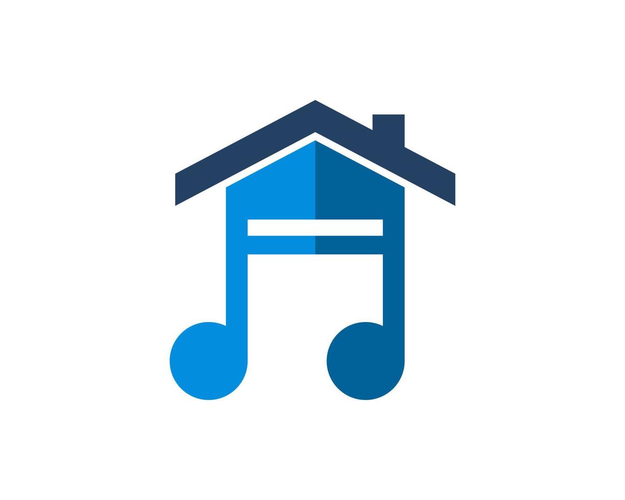 Simple house with music note inside vector