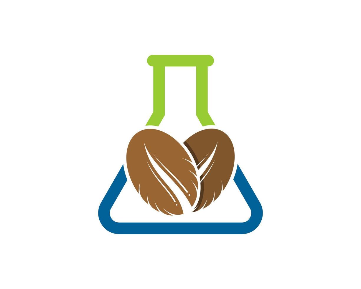 Simple bottle laboratory with coffee beans inside vector