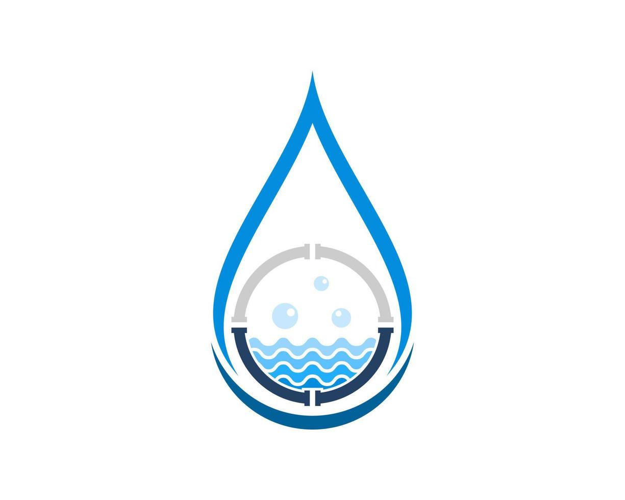 Abstract water drop with circular pipe and wave pattern inside vector