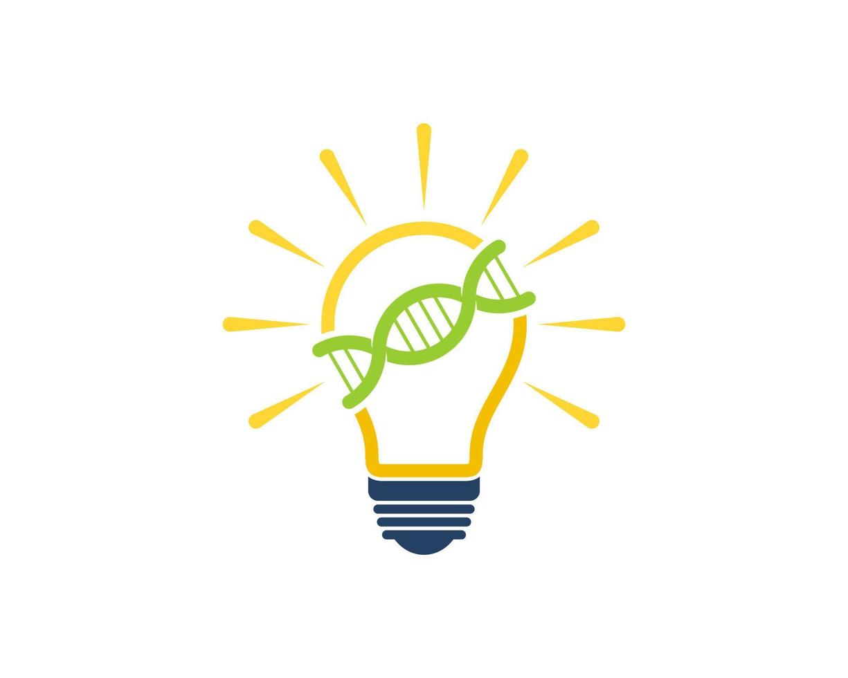 Shinning electrical bulb with DNA symbol inside vector