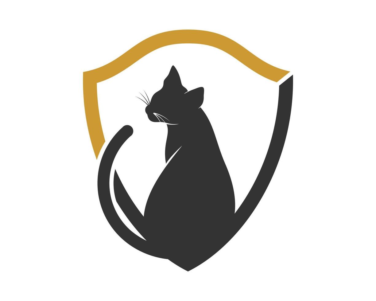 Cat sits inside the shield protection 4820063 Vector Art at Vecteezy