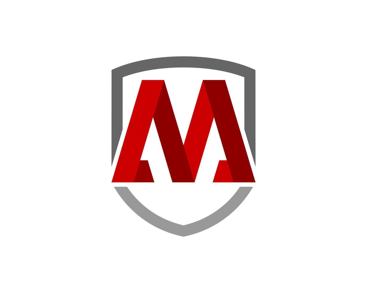 Simple shield with M letter initial inside vector