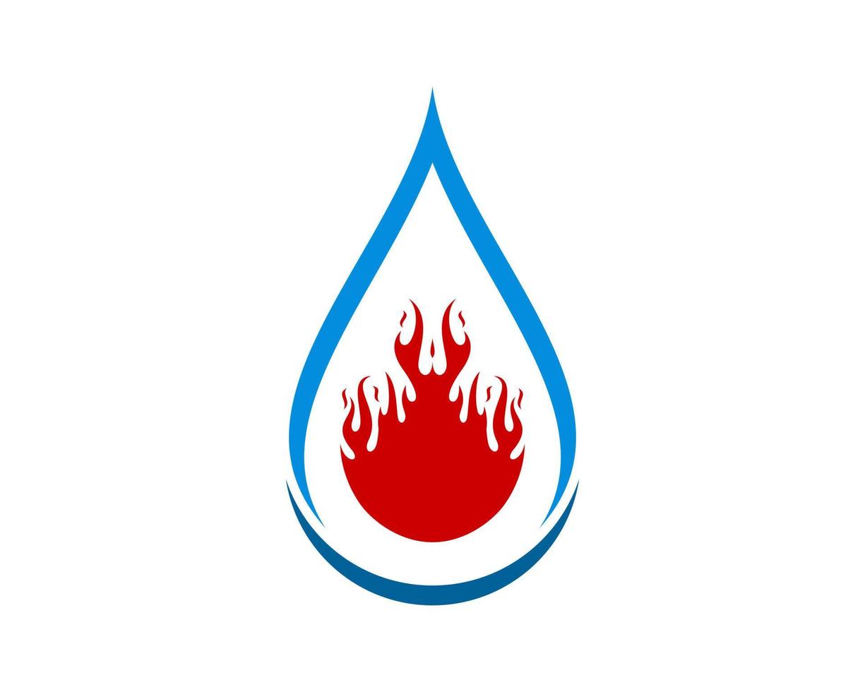 Abstract water drop with fire flames inside vector