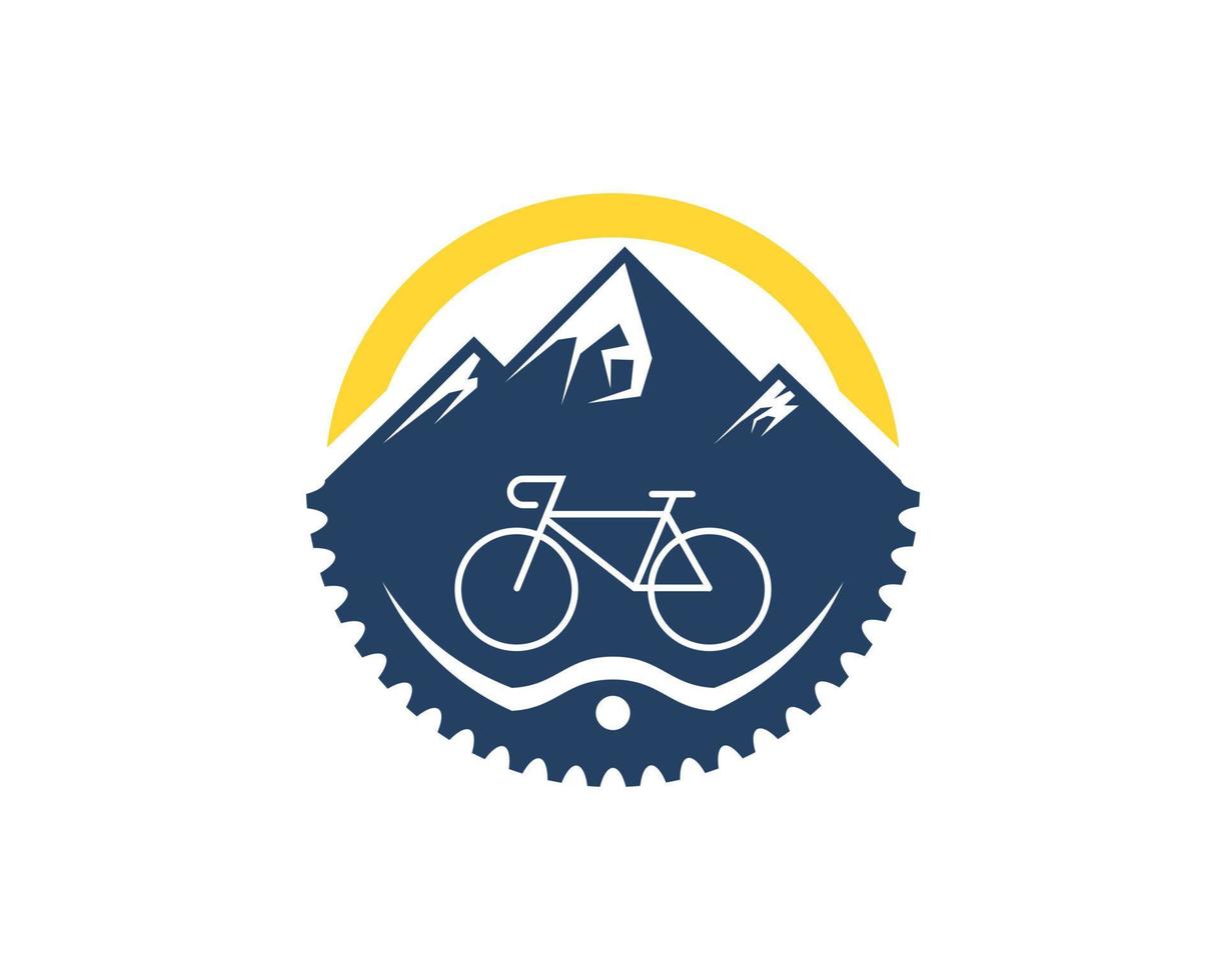 Forma de círculo con bicicleta de engranajes y montaña. vector