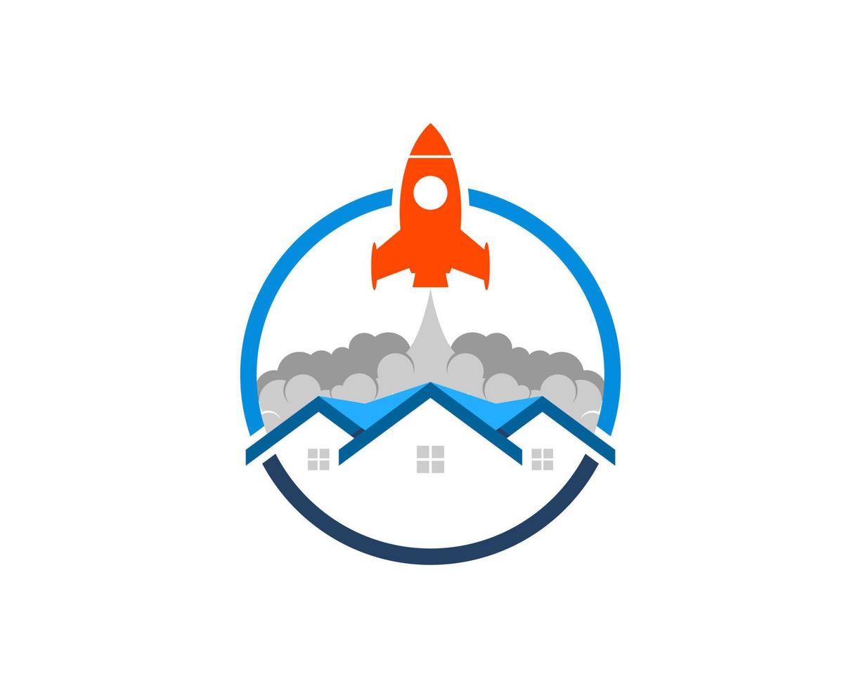 Modern house with rocket launch vector