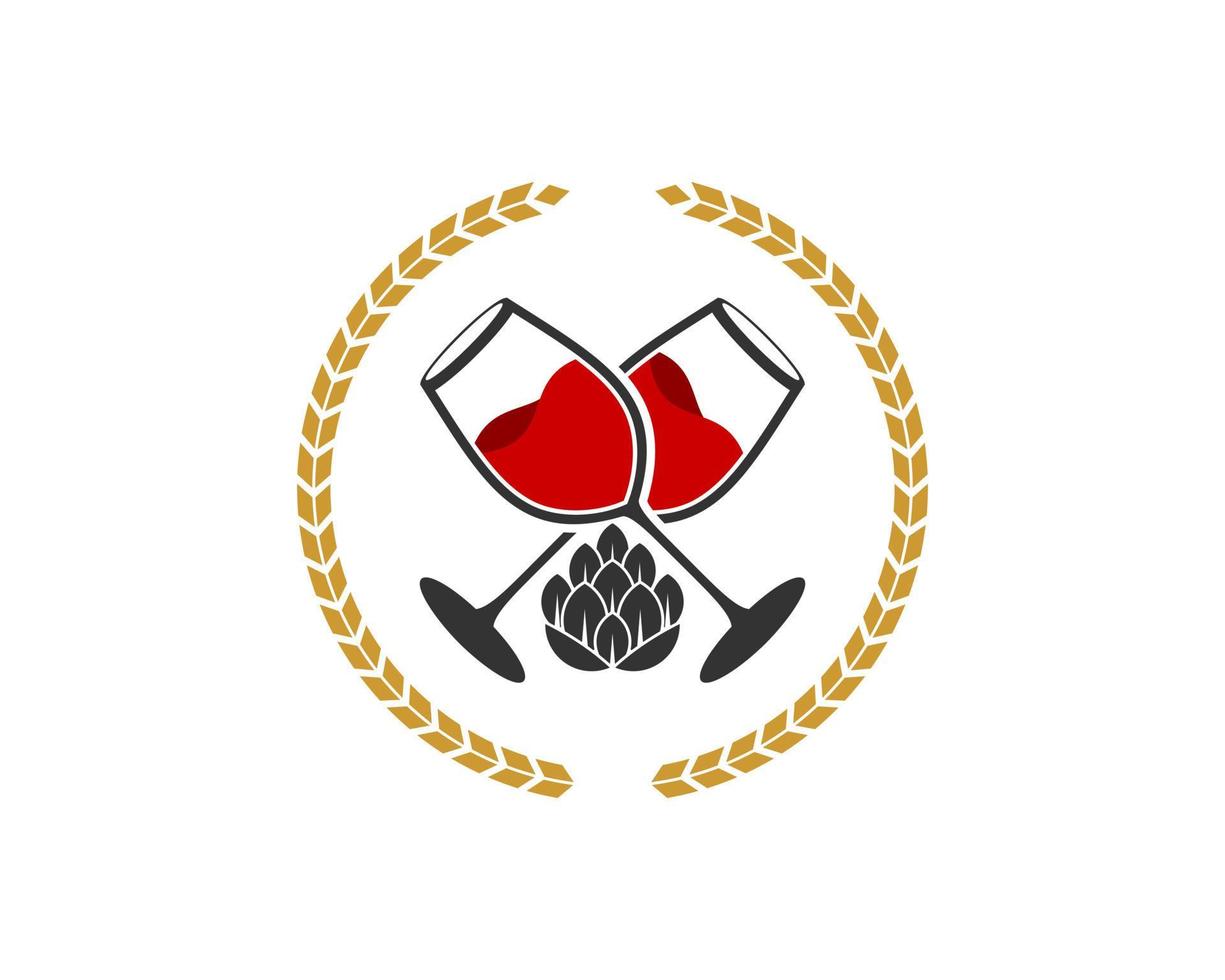 Circular wheat with Cross wine glass inside vector