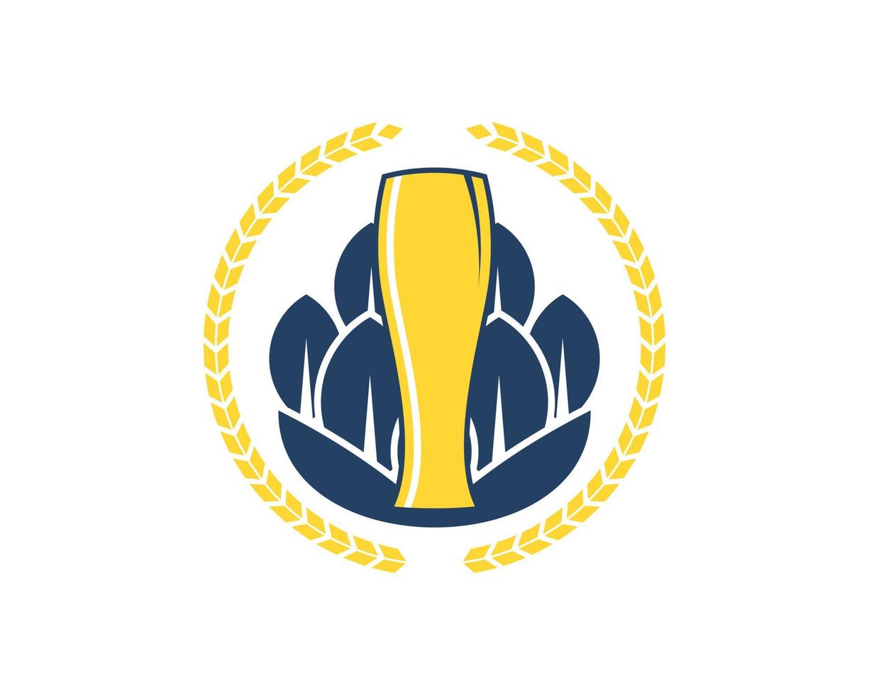 Circular wheat with beer pub inside vector