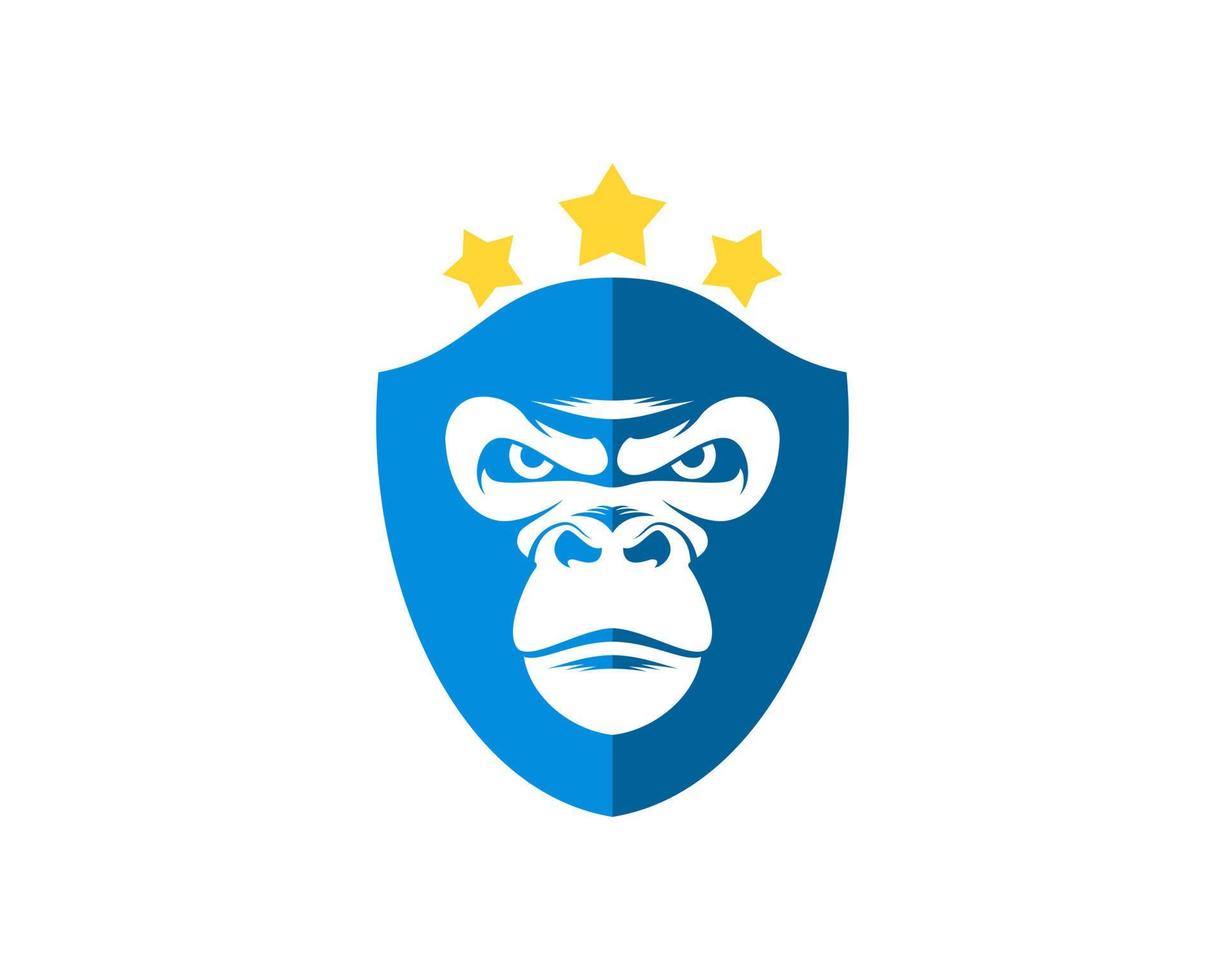 Shield with gorilla face and star vector