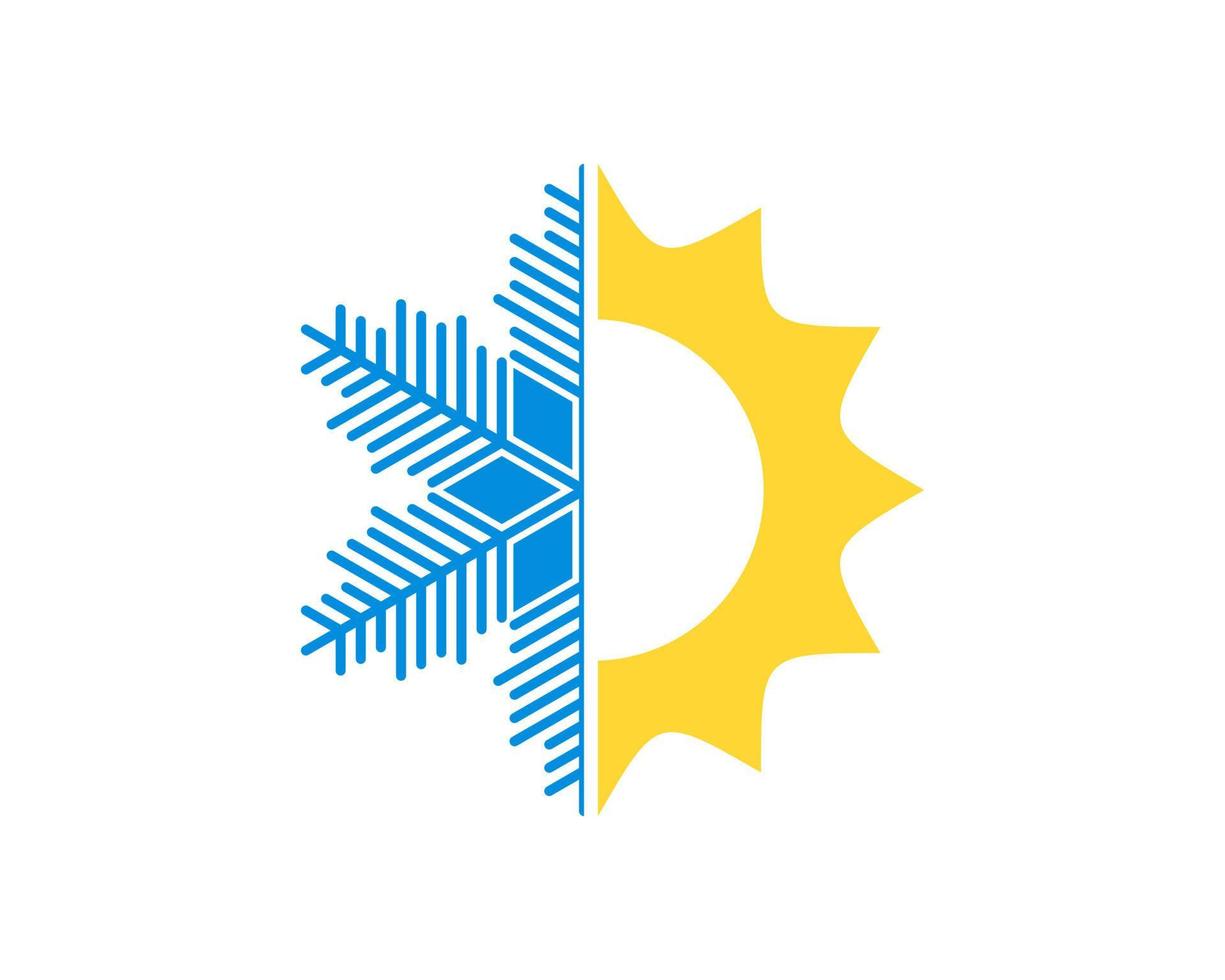 Simple shinning sun with half snow flower vector