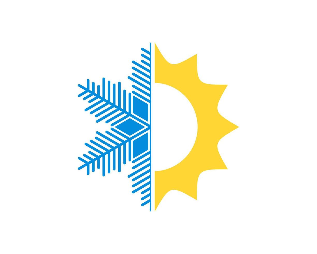 Simple shinning sun with half snow flower vector