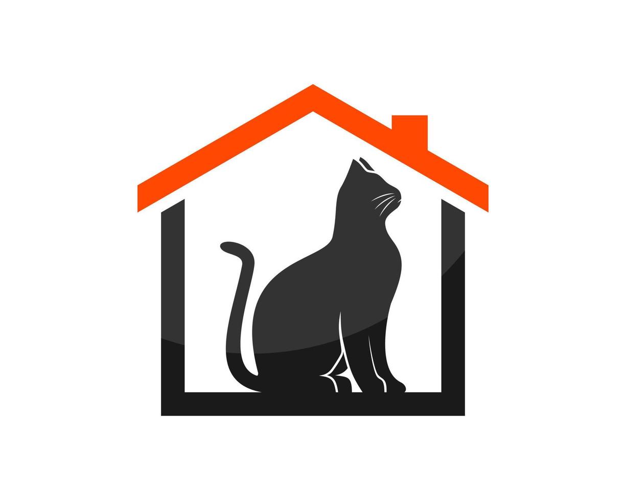 Simple house with pet care inside vector