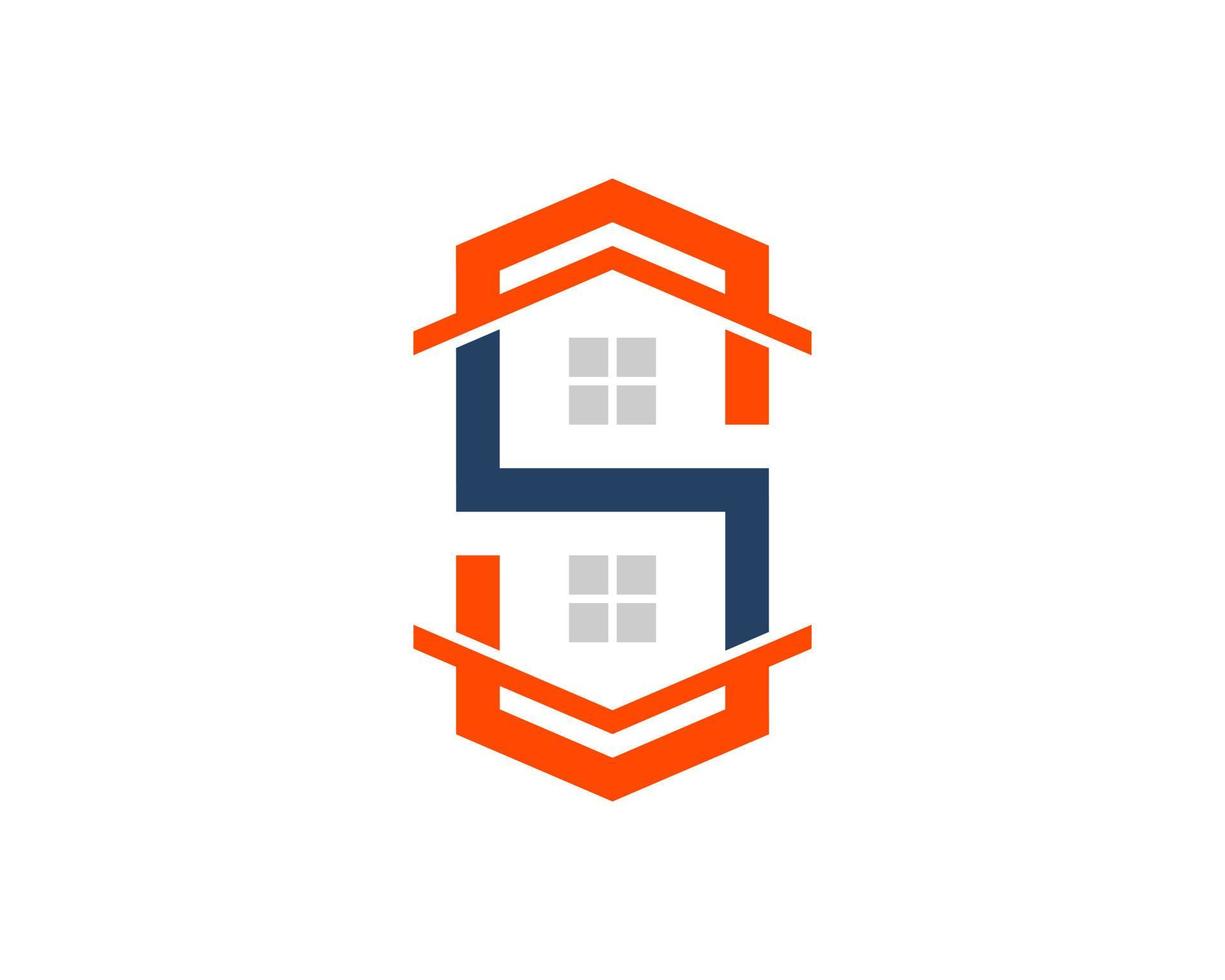 Abstract real estate house with S letter initial vector