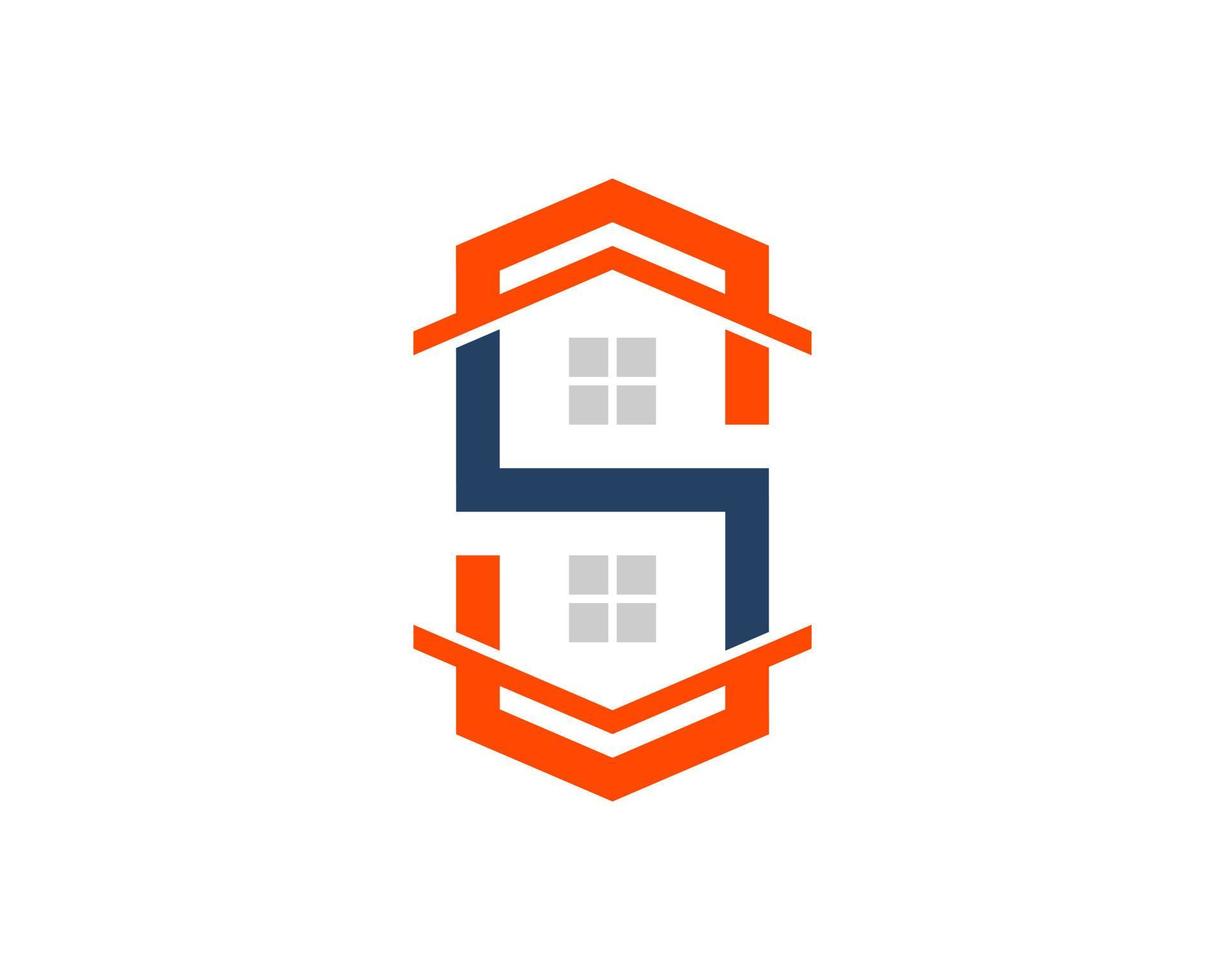 Abstract real estate house with S letter initial vector