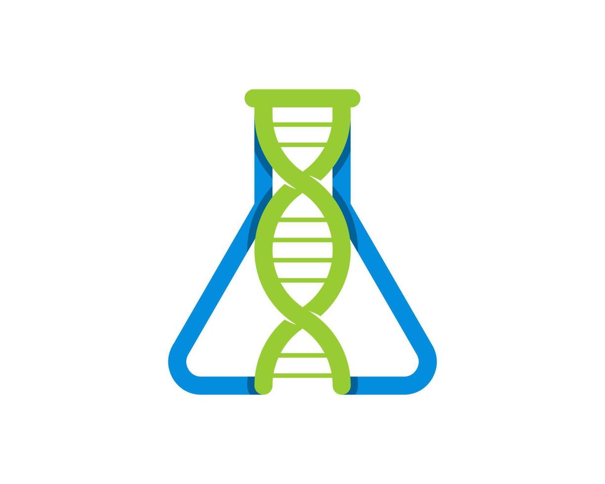 Triangle bottle laboratory with DNA symbol inside vector