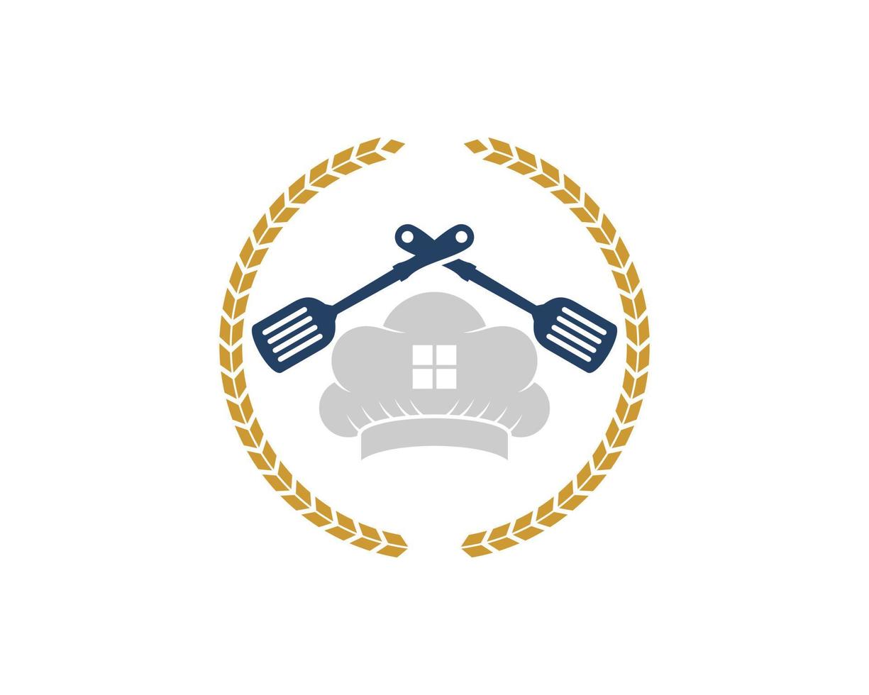 Circular wheat with chef hat and cross spatula vector