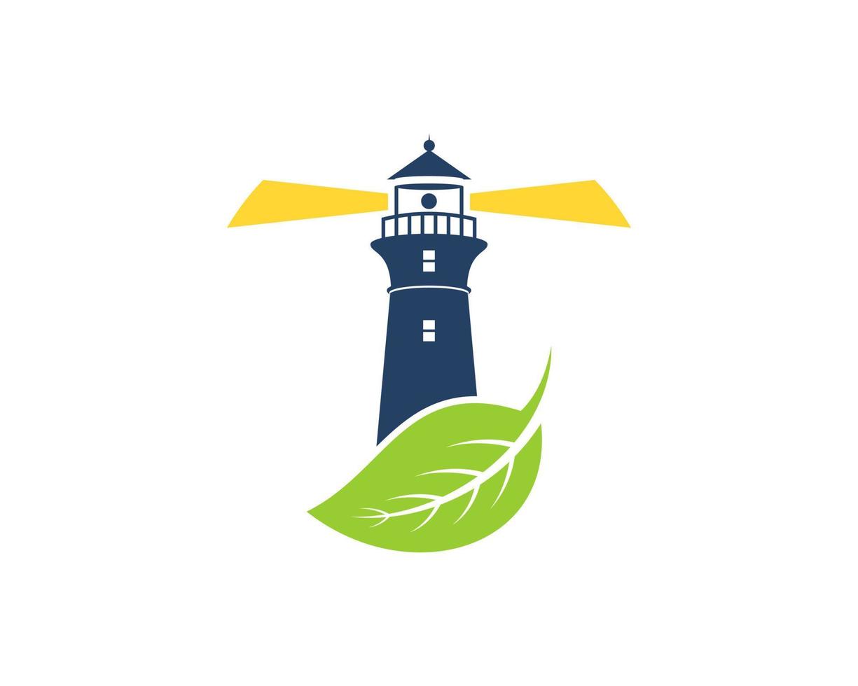 Modern lighthouse with nature leaf vector