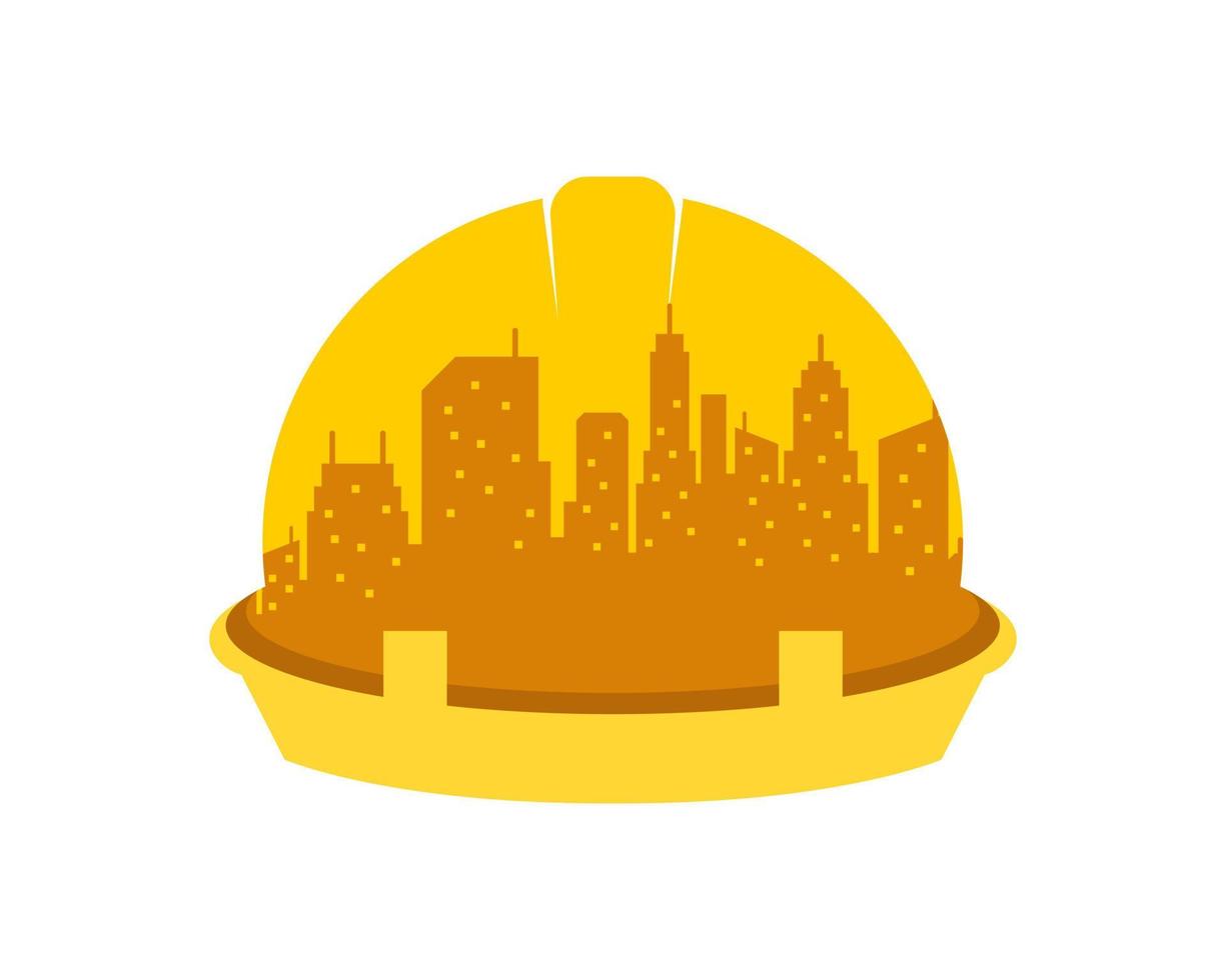 Worker safety helmet with city building inside vector