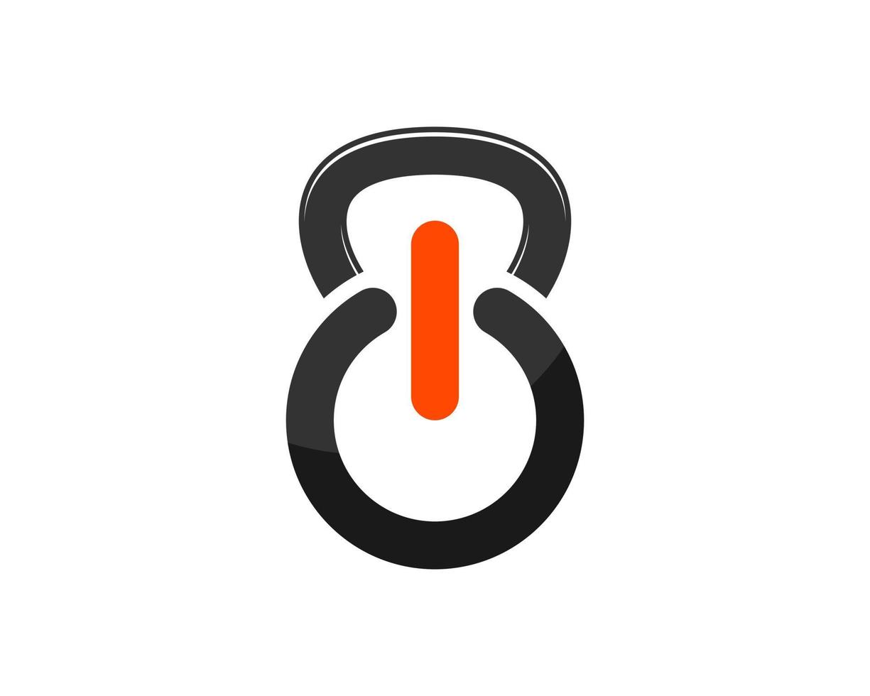 Simple gym kettle bell with power button inside vector