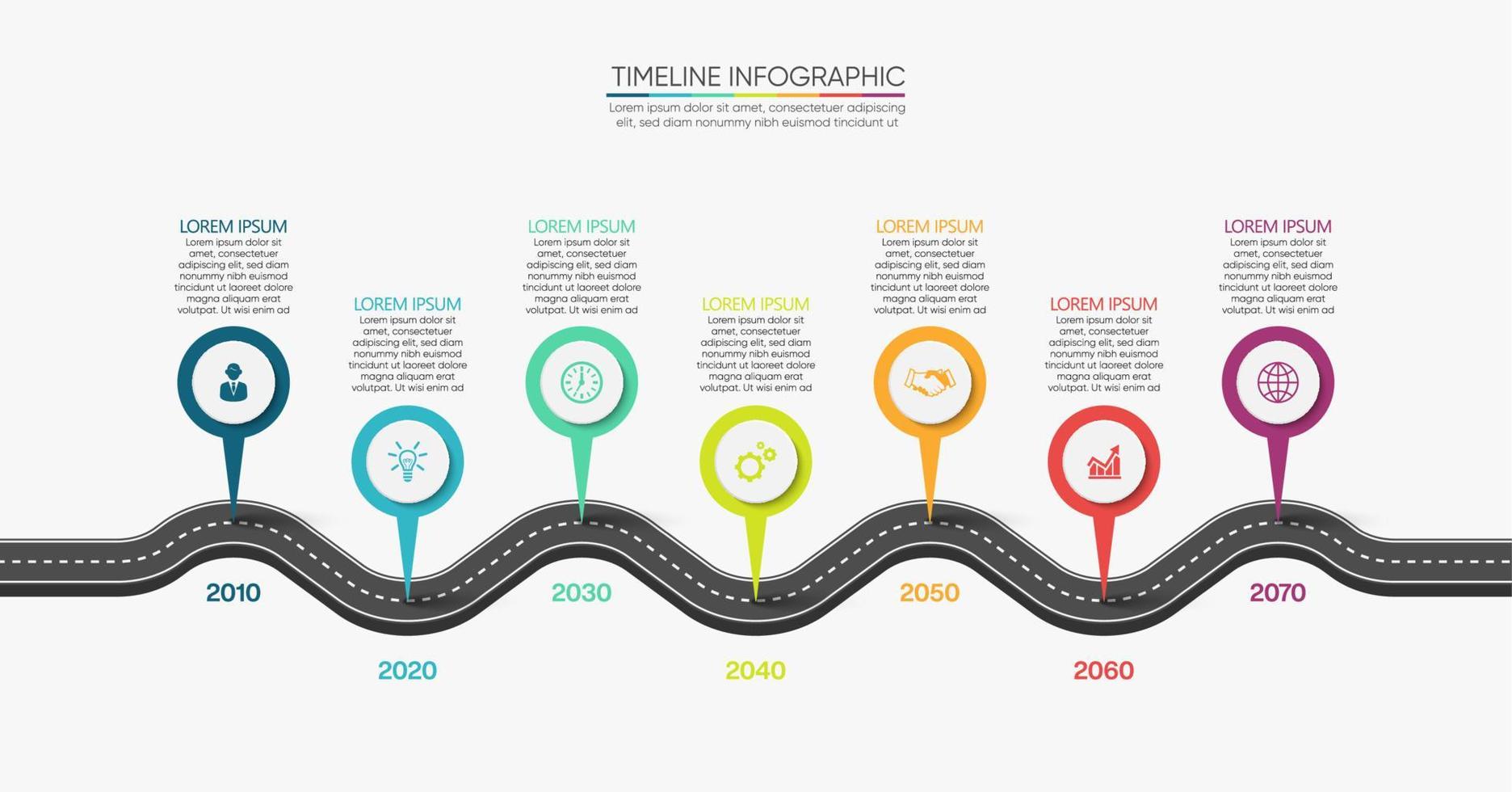 Plantilla de infografía de hoja de ruta de negocios de presentación vector