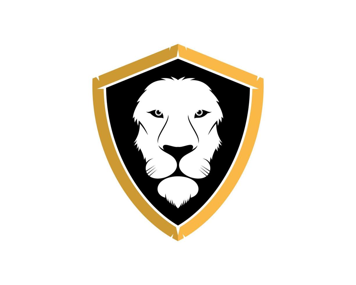 Lion head in the shield protection vector