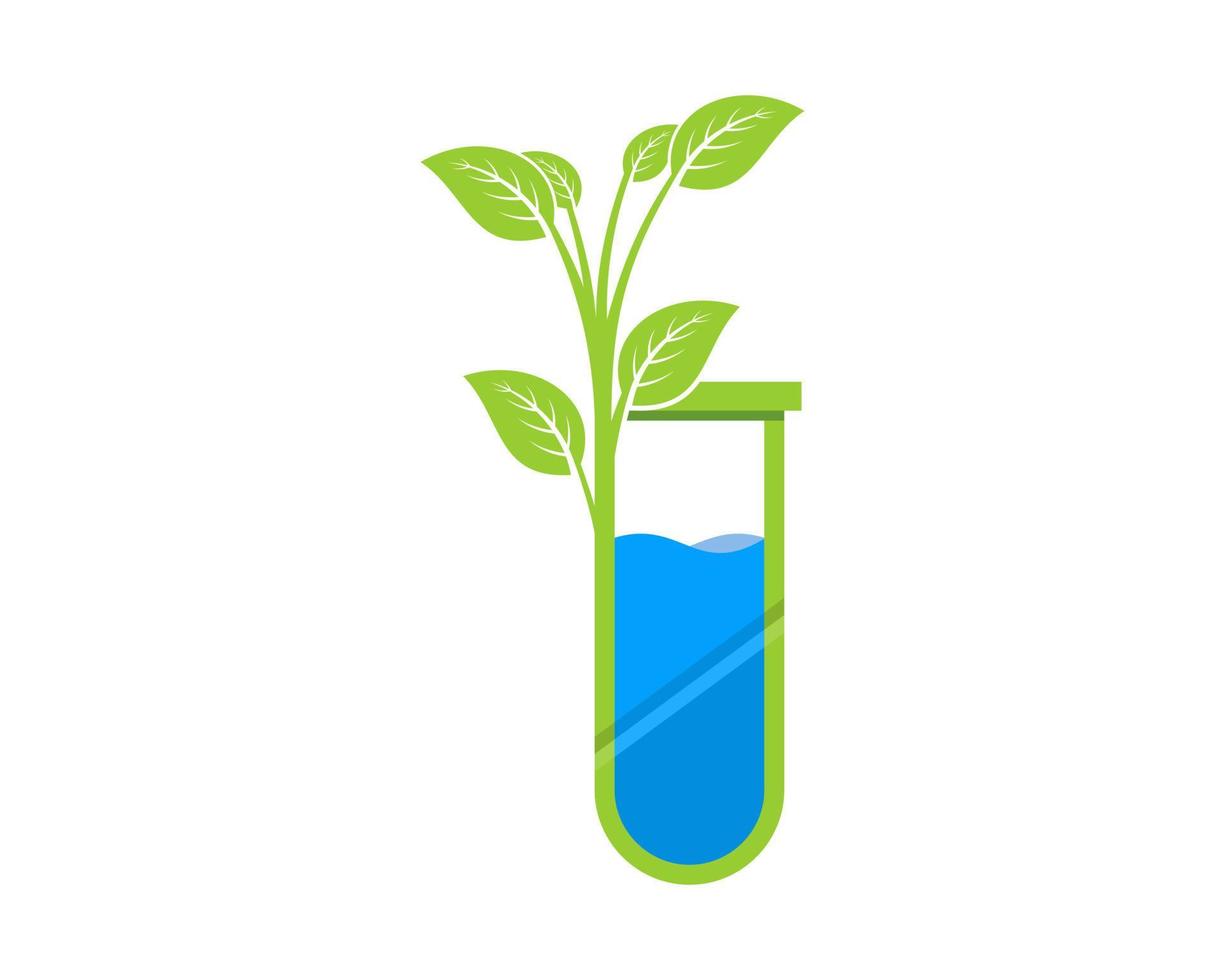 Nature tree in the laboratory test tube logo vector