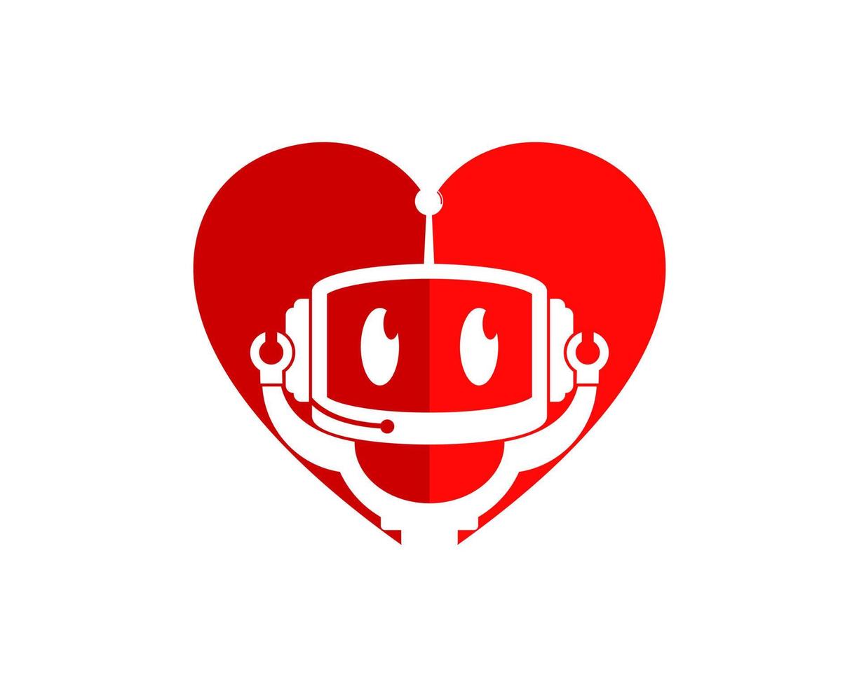 Love shape with cute robot inside vector