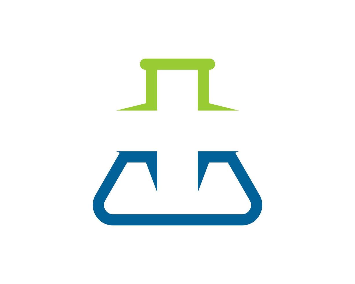 Triangle bottle laboratory with healthy symbol inside vector