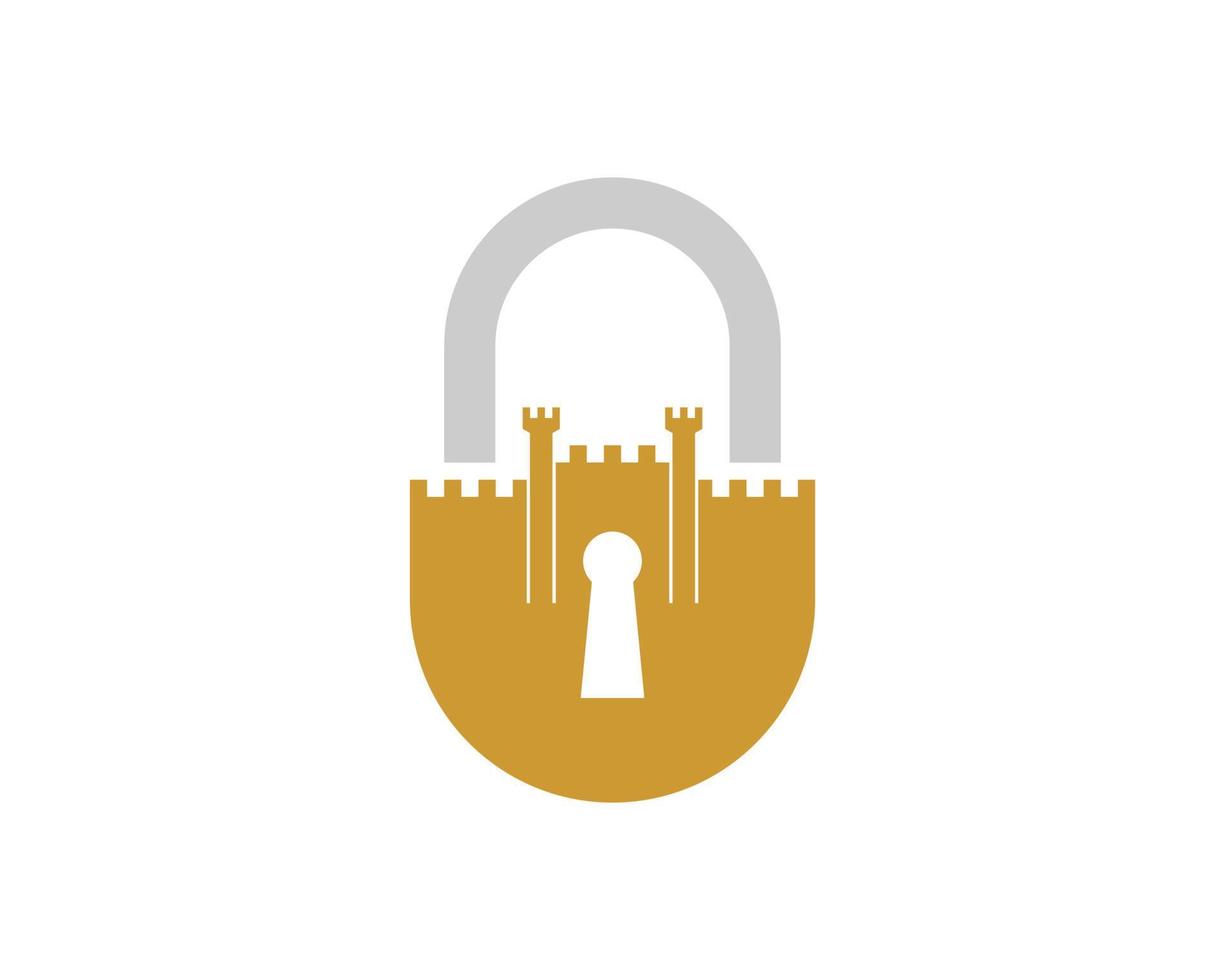 Simple fortress padlock with key hole inside vector