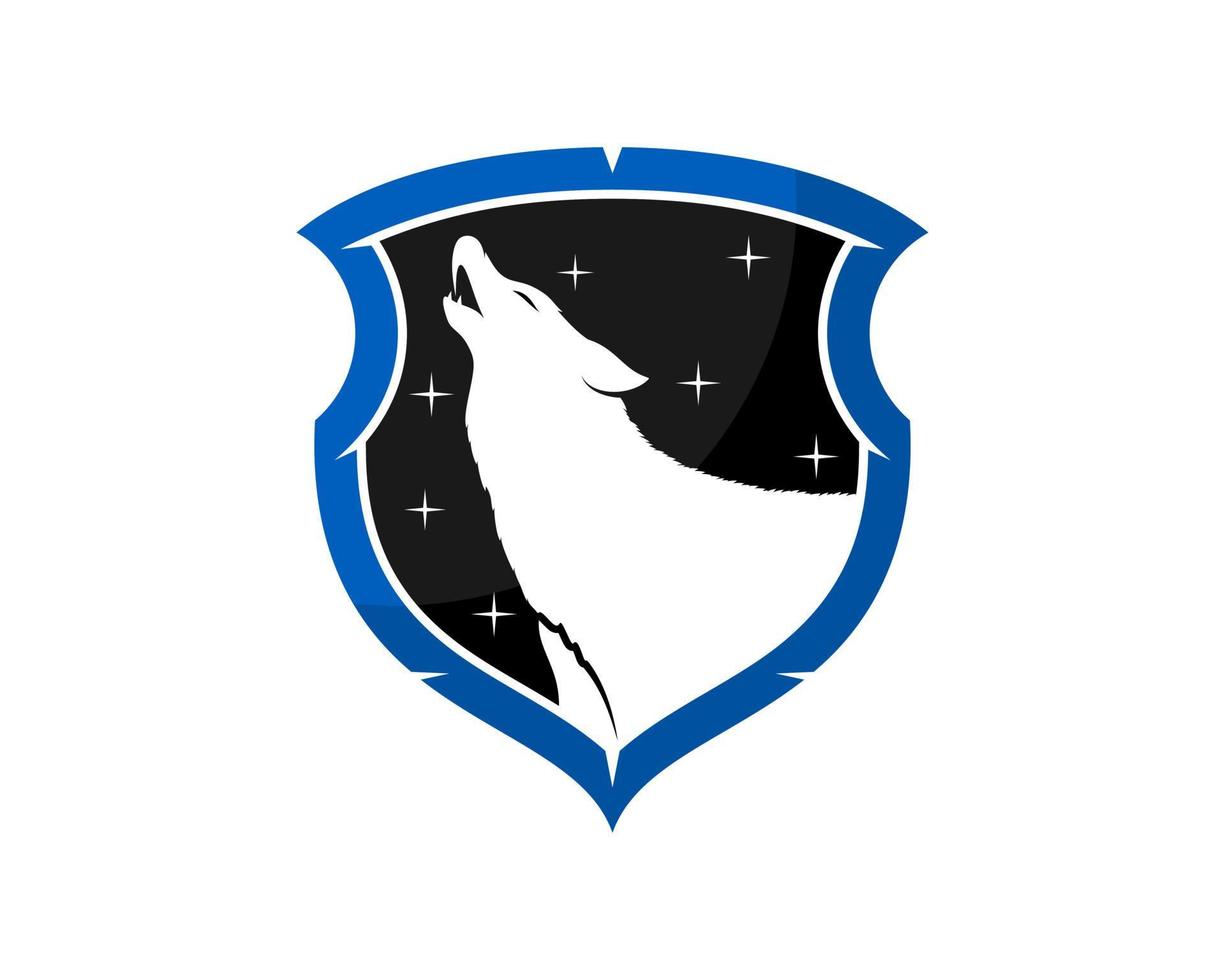 Wolf roaring inside the shield protection vector